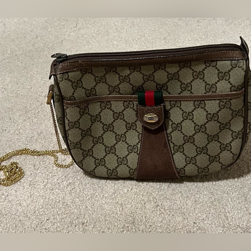Gucci Brown and Tan Crossbody Bag with Iconic Design